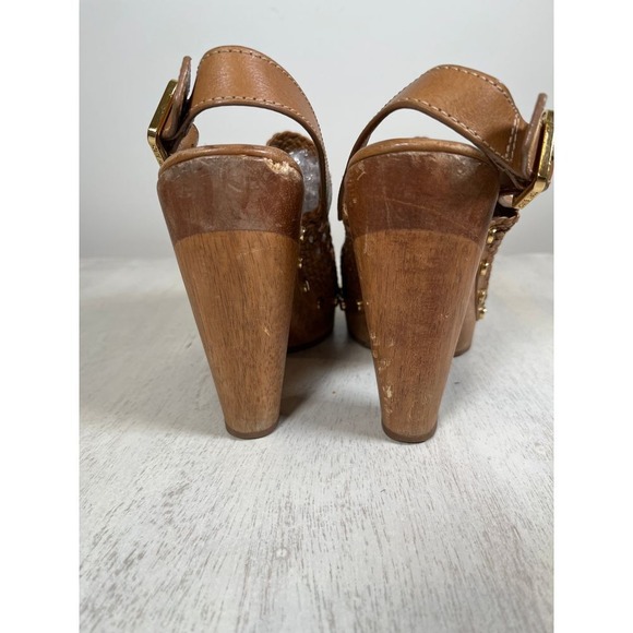 Tory Burch Widdieanne Woven Leather Wood Heel Clog Boho‎ Women's Size 7 - Picture 4 of 8